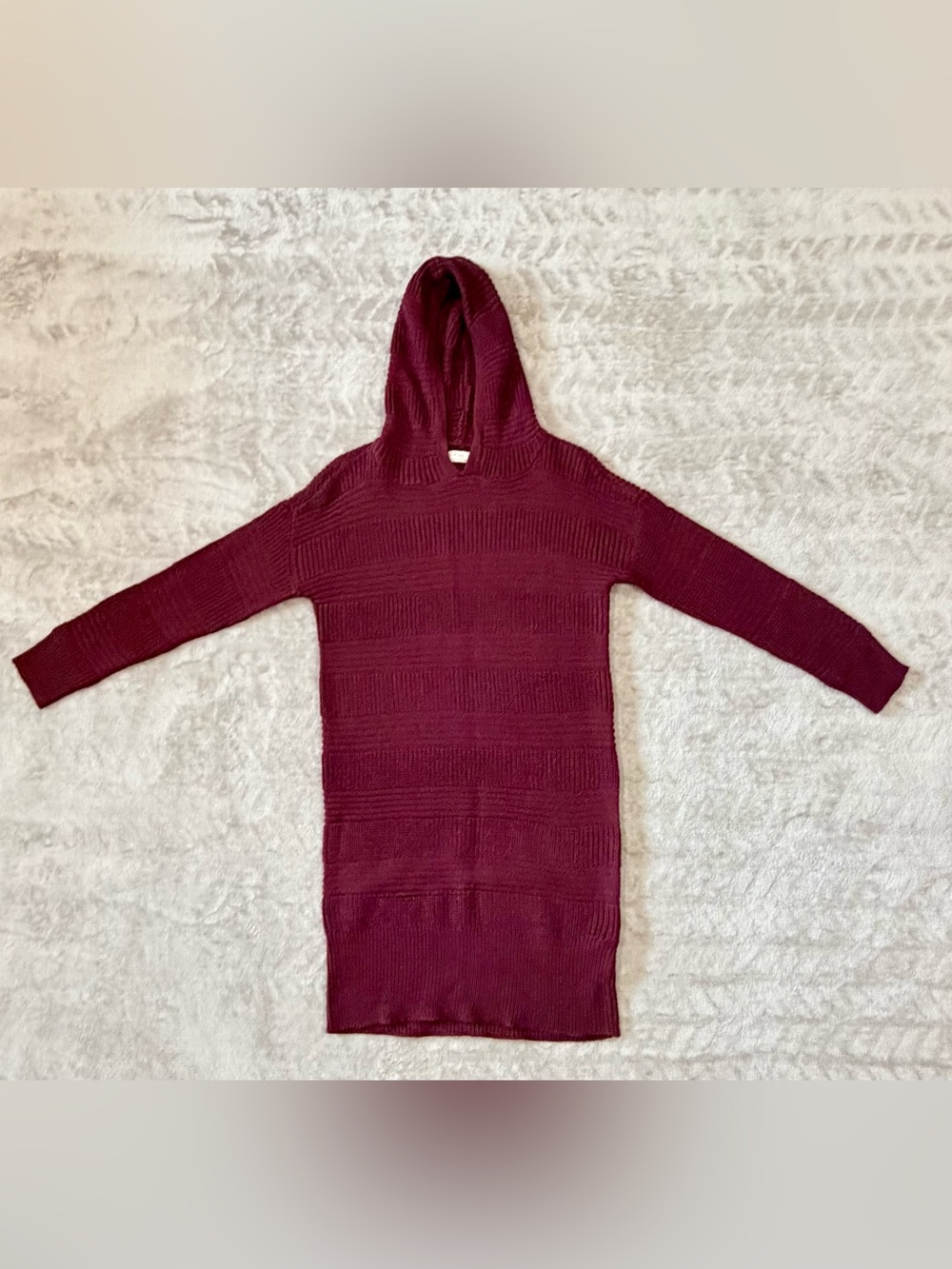 Full Circle Trends Hooded Knit Sweater Dress Womens Large Burgundy Maroon